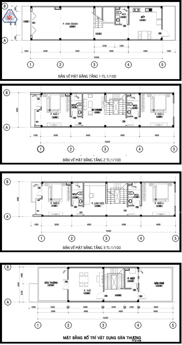 Nhà phố 3 tầng 5x12m