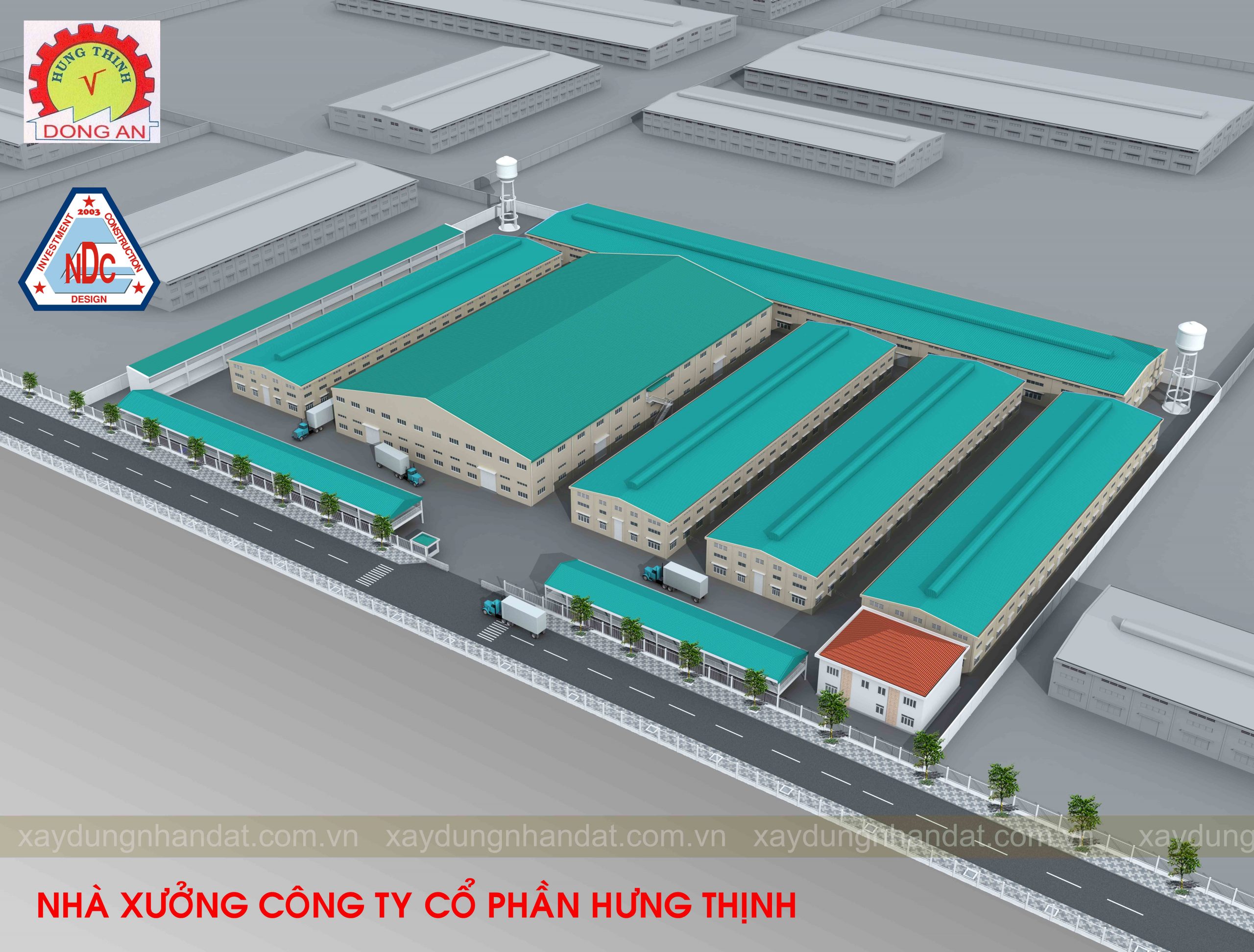 thiết kế thi công cụm nhà xưởng công nghiệp Hưng Thịnh - KCN Đồng An
