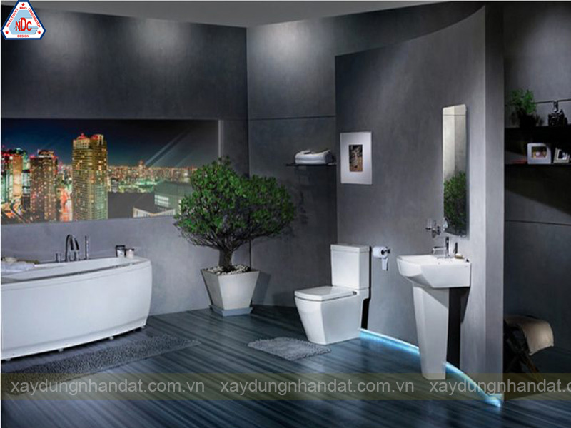 Phòng tắm được thiết kế tiện dụng với phong cách hiện đại.