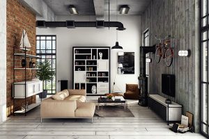 Thiết kế nội thất tinh tế phòng khách phong cách Loft
